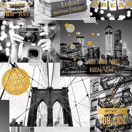 Image of SOPHIE LAURENCE Black Grey Wallpaper New York Photographs Brooklyn Bridge Books Textured Feature