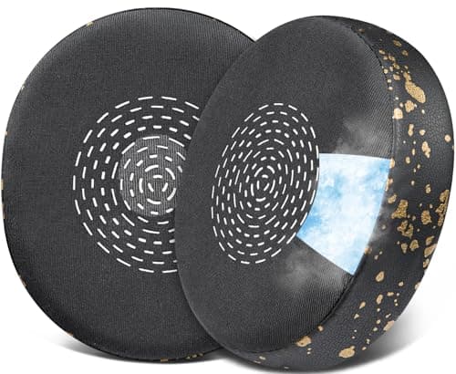 Image of SOULWIT Cooling Gel Earpads Replacement for Jabra Evolve2 75 PC Wireless Headset (Do Not fit Evolve 75), Ear Pads Cushions with Ice Silk Fabric, Noise Isolation Foam - Black Gold