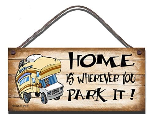 Image of Birthday Occasion Shabby Chic Wooden Funny Sign Wall Plaque Home Is Wherever You Park It