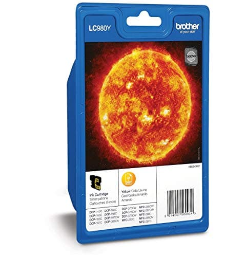 Image of Brother LC-980Y Inkjet Cartridge, Yellow, Single Pack, Standard Yield, Includes 1 x Inkjet Cartridge, Brother Genuine Supplies