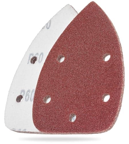 Image of YoiYee 60 Grit Mouse Detail Sander Sanding Sheet, 5 Holes Sand Paper Pad, Hook and Loop Sandpaper, Ideal for Wood/Paint, 140 x 90mm, Pack of 10