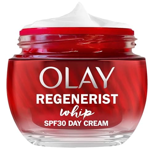 Image of Olay Regenerist Whip Day Face Cream SPF30, Lightweight Anti-Wrinkle Firming Skincare Moisturiser, with Sun Protection, Anti-Ageing Niacinamide, Peptides, Sunscreen, Renews, Firms and Hydrates, 50ml