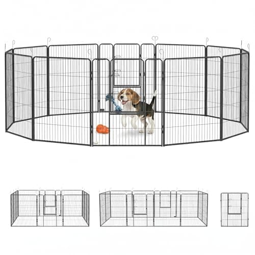 Image of PawHut Dog Pen 12 Panels Puppy Pen Heavy Duty Pet Playpen for Indoor Outdoor for Dogs, Rabbits, Ducks 100cm High