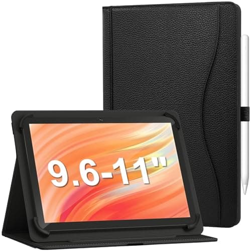 Image of Universal Case for 9.6 10 10.1 11 inch Tablet, PU Leather Protective Cover for All Android Tablets 9.6-11" with Stand Pocket for Urao/FEONAL/TECLAST/Lenovo/Samsung/iPad/Onn/Google (Black)