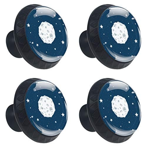 Image of Moon Stars Drawer Knobs Set of 4 - Multi Color Cabinet Kitchen Glass Drawer Knob and Decorative Wardrobe Pull Handle Cupboard Home Decor Drawers