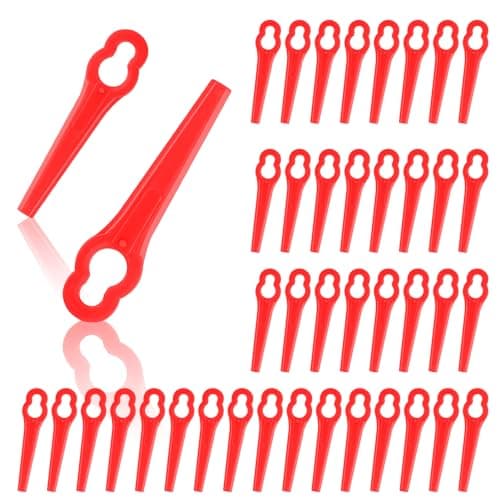 Image of OFFCUP Plastic Grass Trimmer Blades, 70 Pcs Replacement Plastic Blades, 83 mm Lawn Mower Cutting Blades for Einhell GC-CT 18/24 Li、Bosch ART23 LI Accutrim Easytrim Accu Red