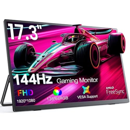 Image of EVICIV 17.3" 144Hz Portable Monitor, 1080P Gaming Travel Portable Screen w/VESA & Kickstand, USB-C Mini HDMI External Screen for Laptop/PC/Phone, Compatible with PS3/4/5/Xbox/Switch/Steam Deck