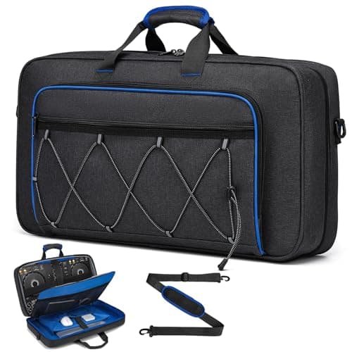 Image of RUCYEN DJ Bag for DDJ-FLX4/DDJ 400/DDJ REV1, Padded DJ Controller Crossbody Bag with 4 Pockets, for 15.6 Inch Laptop, Cables, DJ Mixer Case with Adjustable Shoulder Strap for DJ Equipment
