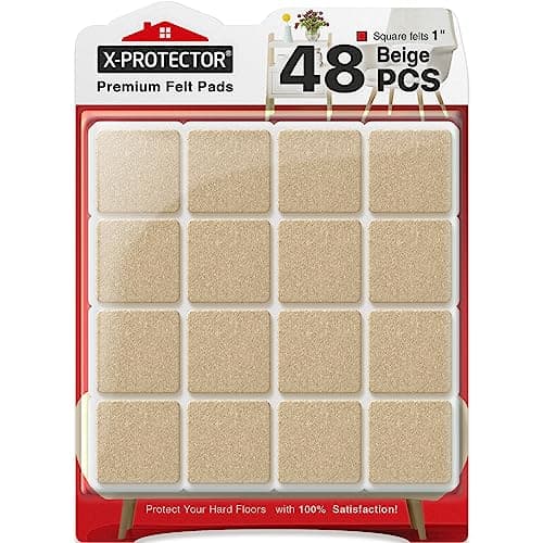Image of Chair Pads Floor Protectors X-PROTECTOR 48 PCS 25mm - Felt Furniture Pads - Premium Chair Feet Protectors - Protect Wood Floors with Chair Leg Floor Protector (Square, Beige)!