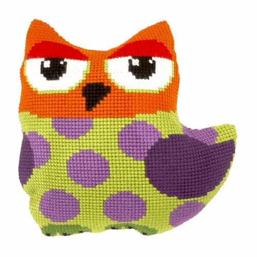 Image of Orchidea Large Cushion: Cross Stitch Kit, Owl, 40 x 40cm