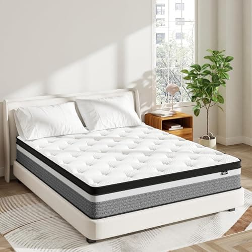 Image of Bednew Super King Mattress, 32cm Hybrid Mattresses Super King Size 6FT, Memory Foam & Individually Pocket Spring for Pain Relief, Medium Firm, Mattress in a Box (180x200x32cm)