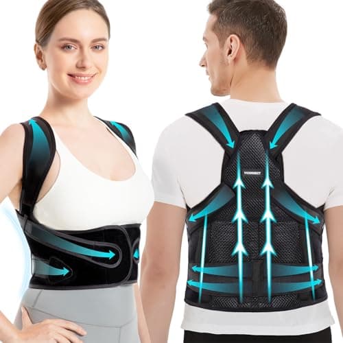 Image of Vicorrect Posture Corrector for Women and Men: Back Brace Support - Shoulders Straightener Relieve Upper Back Pain (Black, Large)