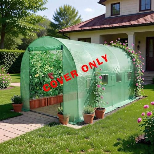 Image of BIRCHTREE 4M(L) x 2M(W) x 2M(H) Polytunnel Greenhouse Pollytunnel Poly Polly Tunnel 3 Section Cover Only