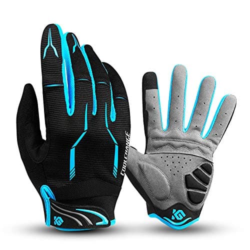 Image of I Kua Fly Cycling Gloves Full Finger Mountain Bike Gloves Gel Padded Touchscreen MTB Gloves for Men Women, Blue, S
