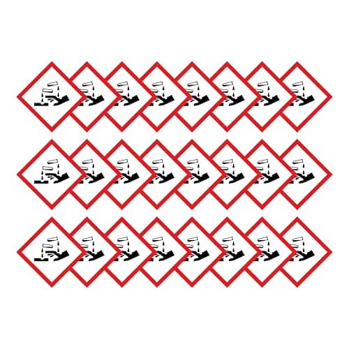 Image of Corrosive Warning Hazard Diamond Multi Pack 100mm x 100mm Strong Adhesive Vinyl Stickers for Safety (24)