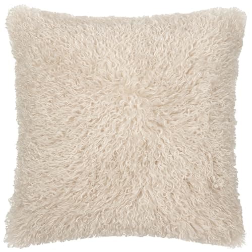 Image of furn. Rowan Cushion Cover – Soft Faux Fur Mongolian Style Decorative Cushion with Velvet Reverse (Natural - 50x50cm)