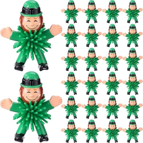 Image of Seenelling 24 Pcs St. Patrick's Day Mini Leprechaun Stress Relief Fidget Squeeze Porcupine Figurine for Saint Patrick's Day Party Gifts Home Decor