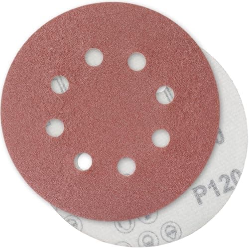 Image of YoiYee 120 Grit Sanding Discs Pads, 8 Holes, 125mm/5-inch Hook and Loop Quick Change Sandpaper Sheet for Random Orbital Sander, 20 Pack
