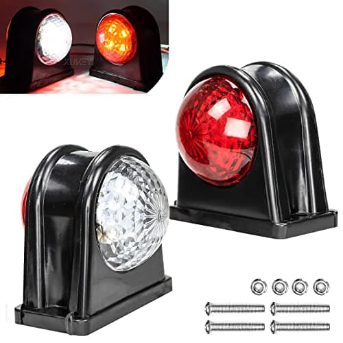Image of AUTOXBERT 2pcs Waterproof LED Side Marker Lamps 10-30V Double Side Warning White & Red Light for Trailer Truck Lorry RV Caravan