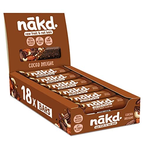 Image of Nakd Cocoa Delight Natural Fruit & Nut Bars - Vegan - Gluten Free - Healthy Snack,s 35 g (Pack of 18)