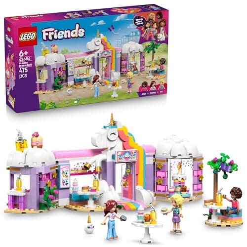 Image of LEGO Friends Unicorn Dream Café - Toy Cake Shop w/ 3 Mini Dolls, Cash Register & Play Food Accessories incl. Cupcakes - Birthday Gift for 6+ Year Old Girls - 42684