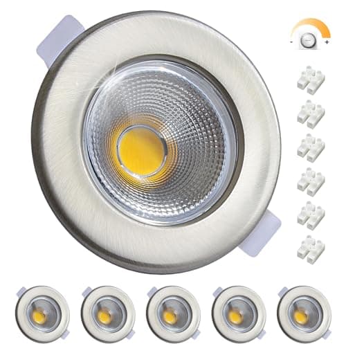 Image of Wondlumi 6X LED Recessed Ceiling Lights Dimmable 7W Ultra Slim COB Downlights for Ceiling Cool White 5000K, 240V Round Chrome Downlight for Bathroom Bedroom Living Room