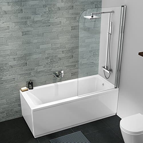 Image of 1600 x 700 Designer Square Single Ended Bath Straight Bathtub Shower Screen