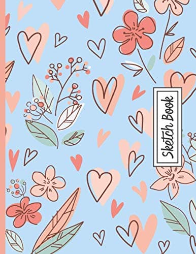 Image of Girly sketch book: Heart and flowers large sketch book for kids (8.5 x 11 in bland pages sketchpad for drawing and doodling) | Sketch books edition