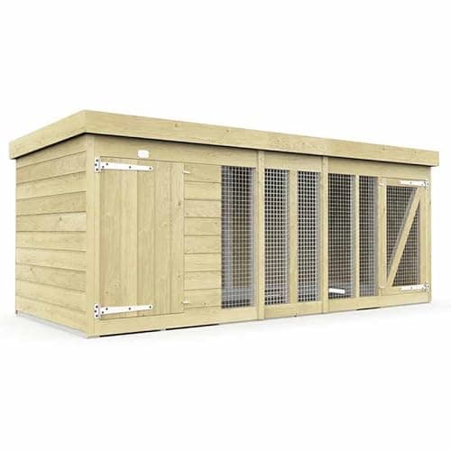 Image of Buttercup Farm 10ft x 4ft Dog Kennel and Run - Wood - L127 x W302 x H127 cm
