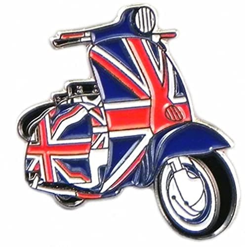 Image of GBJUK Metal Lambretta Vespa Mod Union Jack Scooter Enamel Pin Lapel Badge Brooch with Butterfly Clasp Back