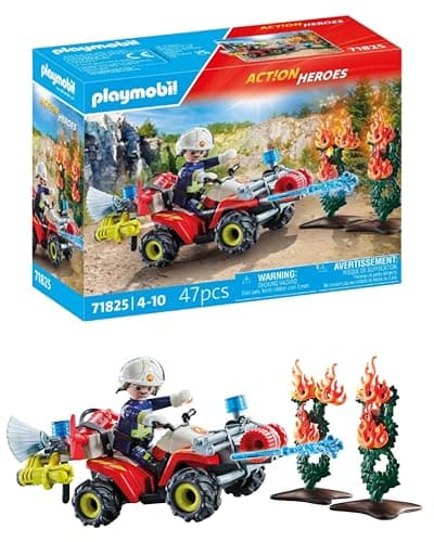 Image of Playmobil | Action Heroes | Fire Brigade Quad Extinguishes Hedge Fire | Fire Engine | Toys for Children aged 4+ | 71825