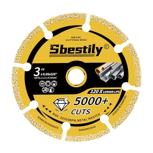 Image of Sbestily 76mm Cut Off Wheels for Metal, Heavy Duty Diamond Cutting Wheel 9.5mm Arbor Hole Cutter Disc with 5000+ Cuts on Rebar, Steel, Iron and INOX
