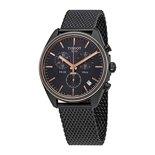 Image of Tissot PR 100 Anthracite Dial Chronograph Mens Watch T101.417.23.061.00, Multi, One Size, Strap, Multi-Coloured - Multi-Coloured, Taille Unique, Strap