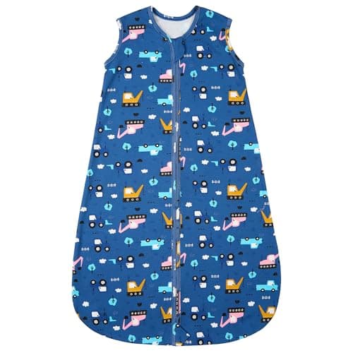 Image of ZIGJOY Baby Sleeping Bag 0.5 Tog, 100% Cotton Summer Newborn Sleeping Bag Baby 6-12 Months, Toddler Sleep Sack Lightweight Sleep Bag,Excavator