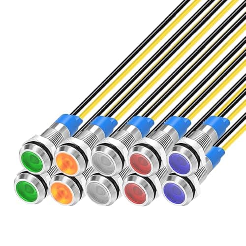 Image of Gebildet 10pcs 6mm 230VAC LED Metal Indicator Light Waterproof Signal Lamp (Green/Orange/Red/Blue/White,Each 2pcs)