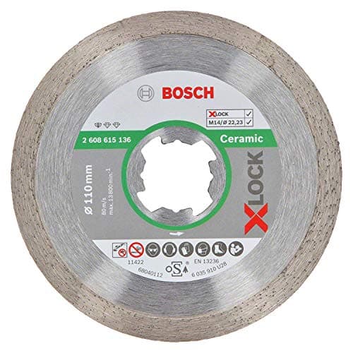 Image of Bosch Professional 2608615136 Standard Diamond Cutting Disc for Ceramic X-Lock Diameter 110 mm Bore Diameter 22.23 mm