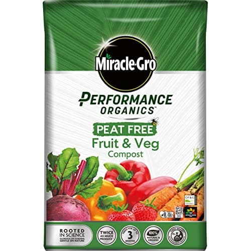 Image of Miracle-Gro 121060 Performance Organics Fruit and Veg PEAT FREE Compost, 40L, White