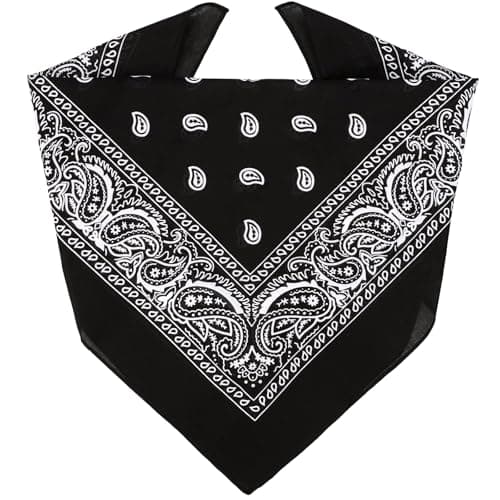 Image of ZENO Black Bandana – 100% Cotton & Natural Fibers – Black Bandana Scarf with No Polyester – Premium Quality – Soft, Durable & Machine Washable – For Men & Women – Unisex & Kids