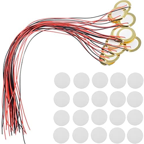 Image of Youmile 20 pcs 27mm Piezo Discs Piezo Pickup with Leads Mic Drum Trigger Acoustic Pickup Buzzer Drum Guitar with Double-sided adhesive foam sticker