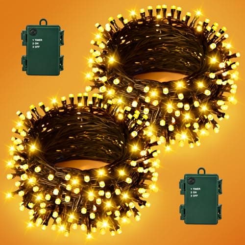 Image of Gcstnn Fairy Lights Battery Operated 5M 50LEDs 2Pack, Warm White Battery Fairy Lights with Timer, Waterproof for Garden Christmas Bedroom Indoor Outdoor Xmas Tree Decorations