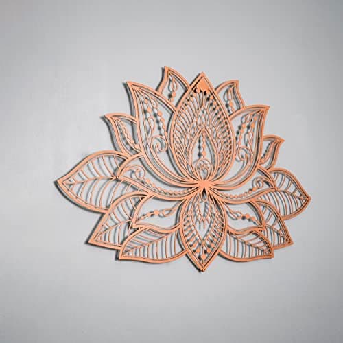 Image of iwa concept 3D Mandala Metal Wall Decor | Lotus Flower Decoration for Homes | Bedroom Metal Wall Art | Office Decor | Living Room Decor | New Year Gift | (26.3" x 17" | 67 x 43 cm, Copper)
