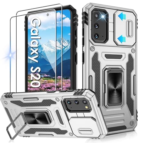 Image of Jshru for Samsung S20 Case with Screen Protector-Camera Protective Cover | Ring Stand S20 Phone Case for Men and Women | Shockproof Bumper Phone Cover for Samsung Galaxy S20,Grey