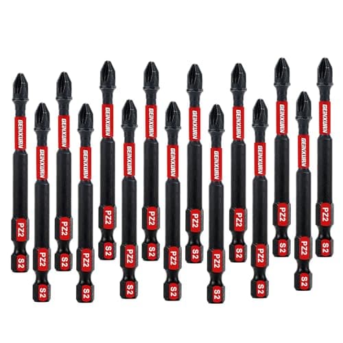 Image of GEINXURN Impact Tough 15 Pieces PZ2 75 mm Magnetic Screwdriver Bit Set, Pozi Driver Drill Bits S2 Steel Universal 1/4" Hex Shank for Power Drivers, Bulk