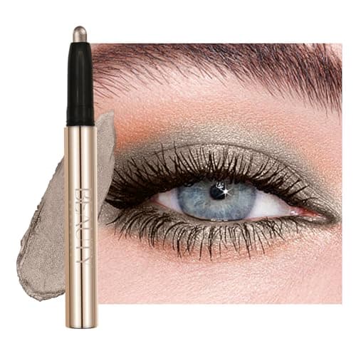 Image of Metallic Eyeshadow Pencil, Lasting Shimmer Eyeshadow Stick,Highly Pigmented Waterproof Eyeliner Pencil, Create Glitter Eye Contour Makeup,Perfect Gifts for Women 10 Smoky Grey Shimmer