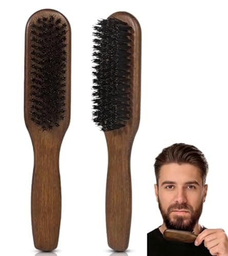 Image of Beard Brush, 100% Natural Bristle Beard Brush for Men, Boar Bristle Moustache Brush for Beard Smoothing & Styling Sleek Volumn Looks Hair Extension Brush for Moustache Grooming (1 Pack)
