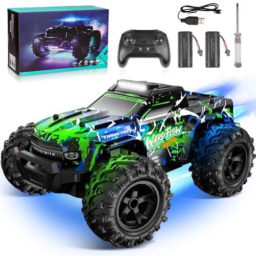 Image of JOYTREKY Remote Control Cars - 1:18 Rc Car HighSpeed 25KMH+ LED Light with Spray 2.4GHz All Terrain Off Road Truck Toys 2 Rechargeable Batteries 60 Min Playtime Fast Racing Toy for Kids Adults - Green