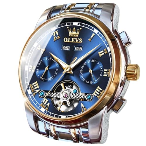 Image of OLEVS Self Winding Watches for Men Automatic Mechanical Tourbillon Stainless Steel Waterproof Luminous Luxury Dress Wrist Watches