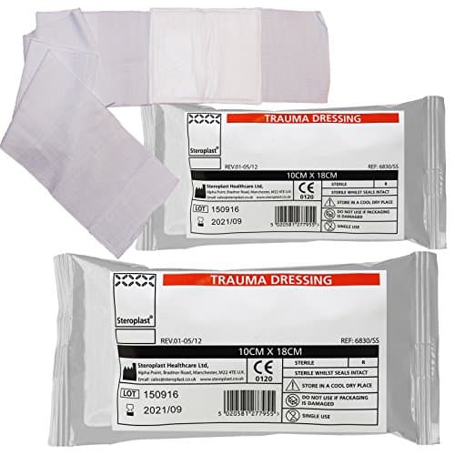 Image of Steroplast Trauma Wound Injury FFD Haemostatic Bleed Control Field Sterile Bandage Dressing - 10cm x 18cm (2 Pack)