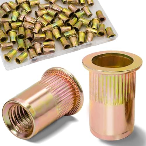 Image of Vifmy 70Pcs M8 Rivet Nuts, Metric Zinc Plated Finish Carbon Steel Flat Head Threaded Insert Nutsert Kit