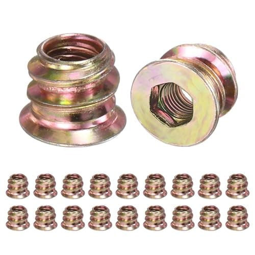 Image of 20 Pack M5x8mm Short Threaded Inserts for Wood Plastic Metal, Hex Drive Insert Nuts, Zinc Plated Carbon Steel Fastener for 8-12mm Thin Boards, Stripped Screw Hole Repair Furniture DIY with Hex Wrench